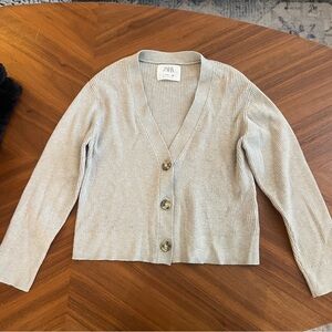 Zara Girl’s Ribbed V-Neck Button Cardigan